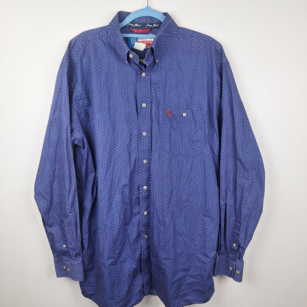 Wrangler George Strait Collection Shirt Mens XLT Blue Pattern Western Rodeo